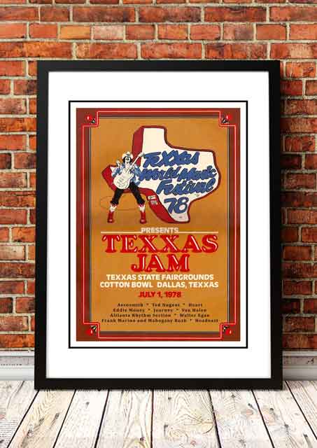 Vintage 1980 Texxas World Music Festival Poster Eagles 